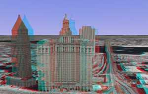 3D - anaglyph - The Manhattan Municipal Building - New York